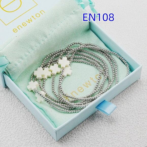 Enewton White Cross & Platinum Bead Bracelet Set - Picture 2 of 7